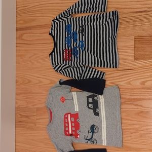 Two double decker bus shirts